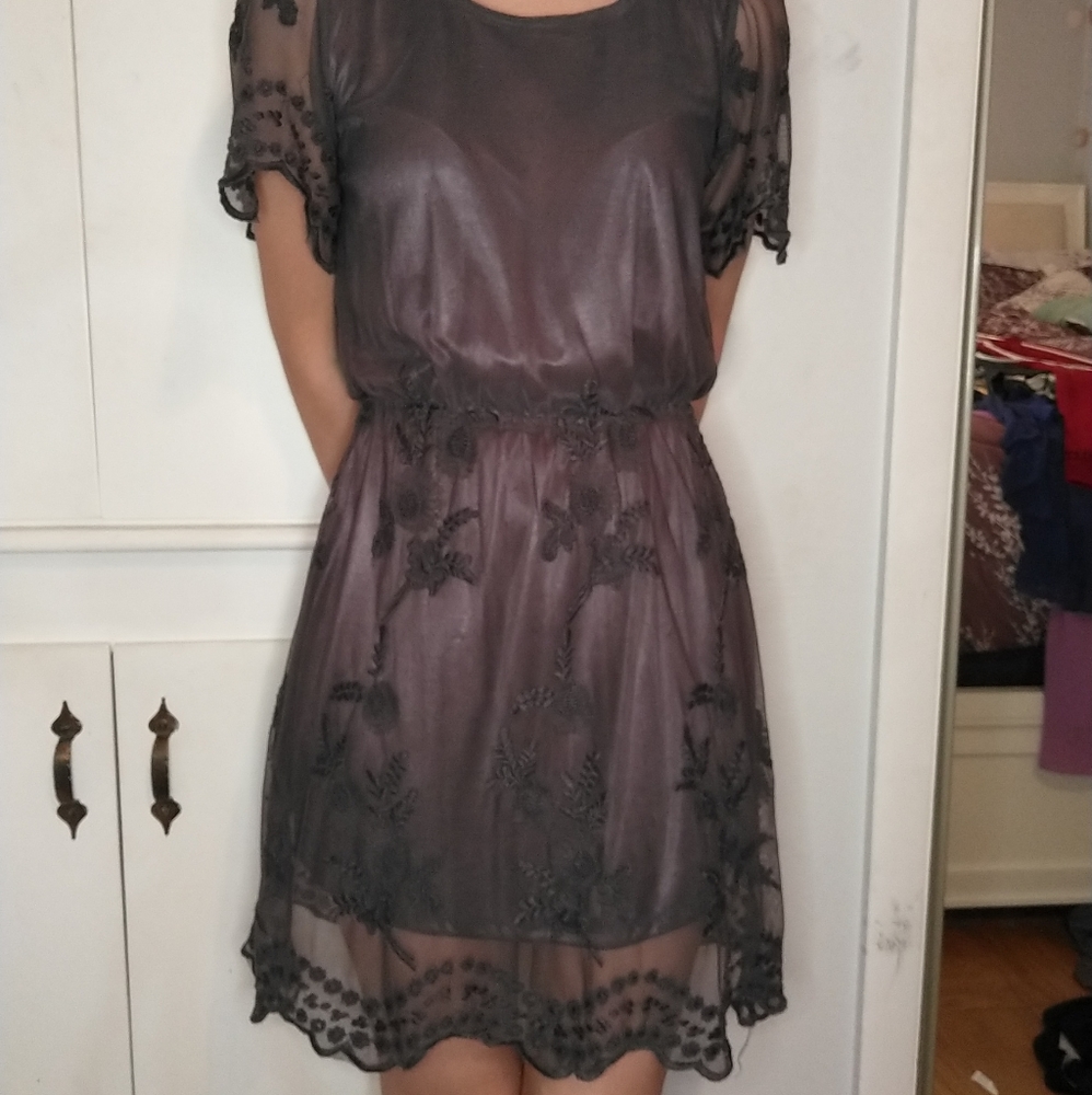 Grey silk dress